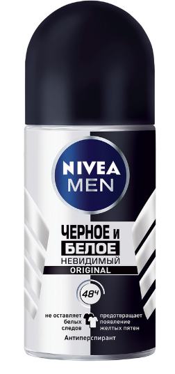 антиперспирант шарик nivea men 50мл невидимый/черное и белое/original