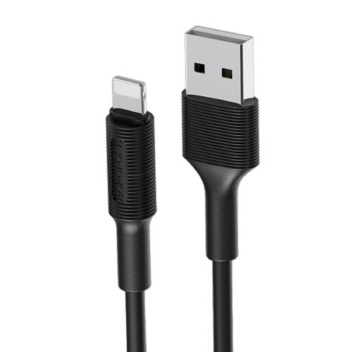 кабель borofone bx1 lightning-usb 2.4 а 1м pvc оплётка чёрный