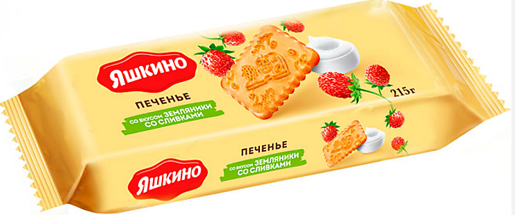 печенье со вкусом земляники со сливками яшкино 215г