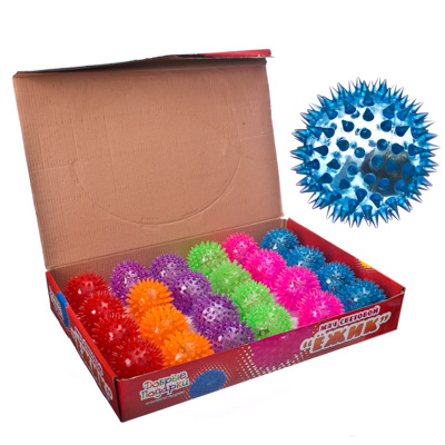 мяч световой "попрыгунчик-шипы" прозрачный, пвх, d6,5см, 6 цветов