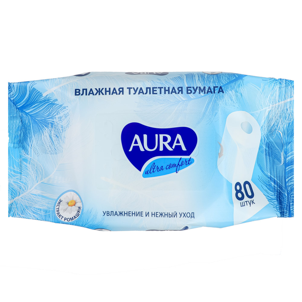 туалетная бумага влажная aura ultra comfort без крышки, 80шт