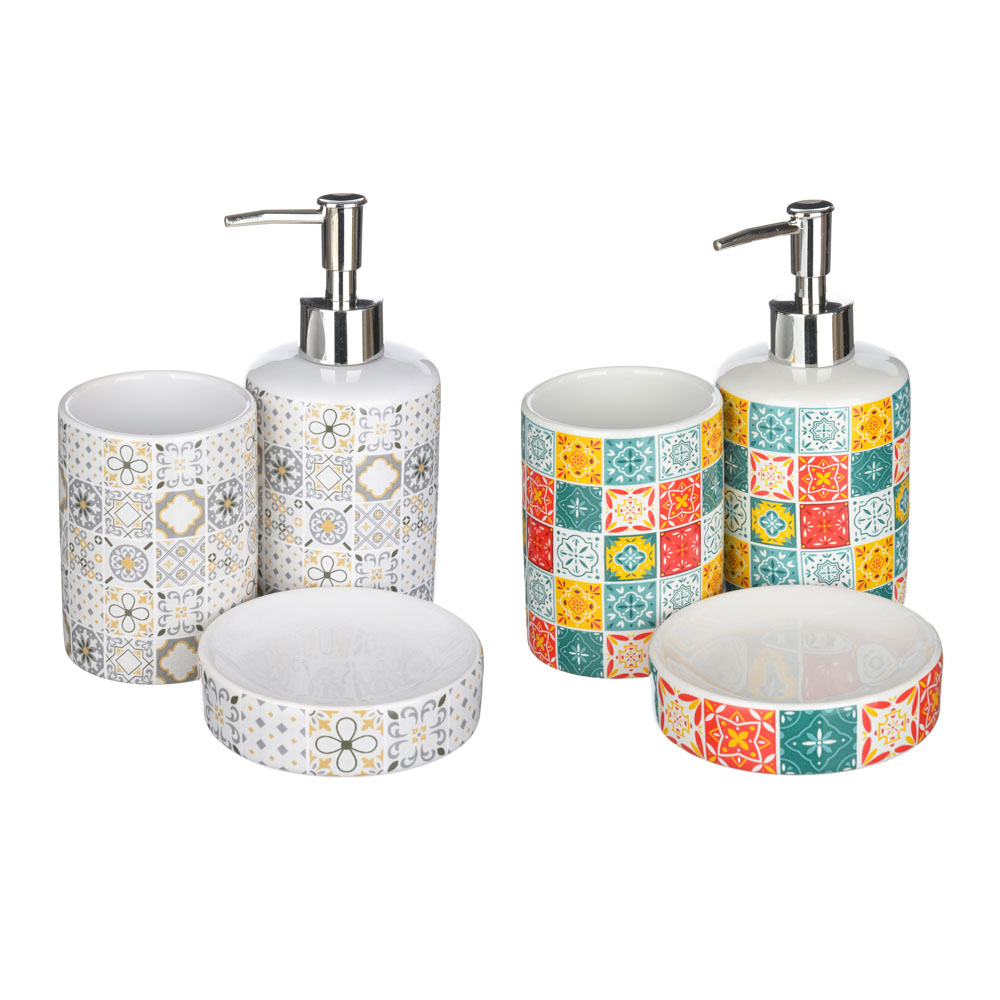 набор для ванной vetta "мозаика", 3 предмета, керамика, 2 дизайна