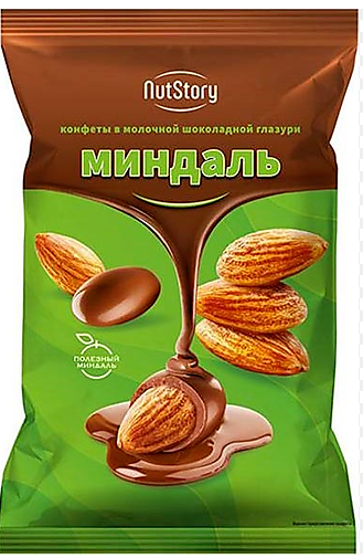 конфеты миндаль в молочной шок гл nutstory 0,5