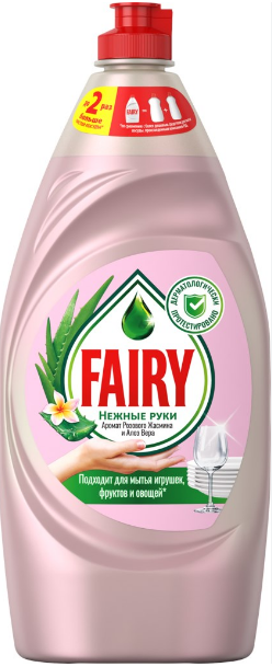 средство для мытья посуды нежные руки розовый жасмин и алоэ вера fairy 900мл