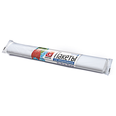 пакеты для замораживания grifon 6 л, 30x40 см, 18 мкм, 20 шт. в рул