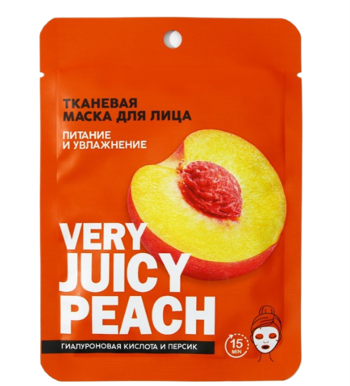 тканевая маска для лица very juicy peach с гиалуроновой кислотой и персиком