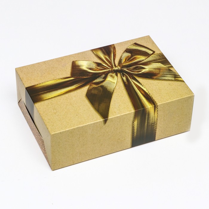 коробка складная подарочек с золотым бантом 16х23х7,5см