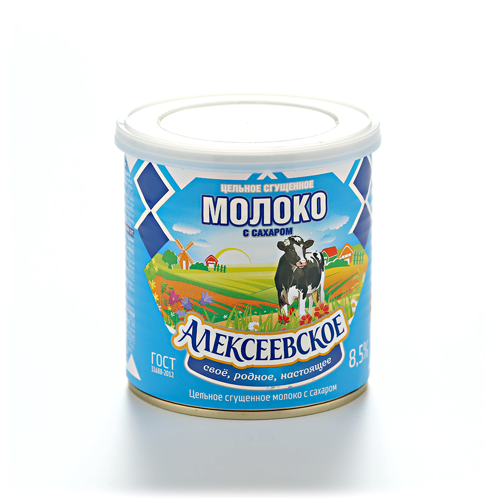 молоко алексеевское цельн сгущ с сах 8,5% ключ+крышка 360г