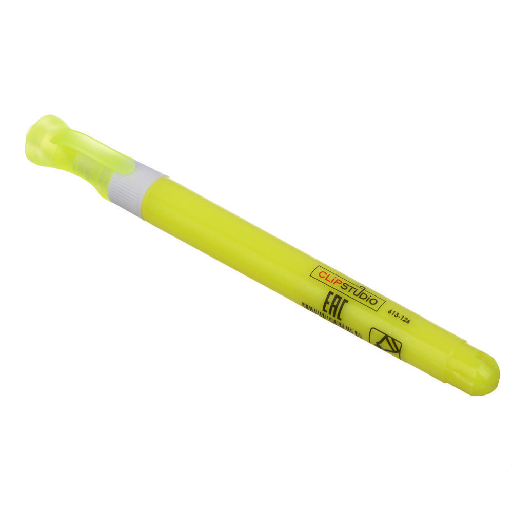 маркер-выделитель clipstudio желтый круглый корпус скошенный наконечник