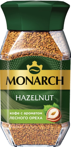 кофе растворимый jacobs hazelnut/monarch натуральный сублимированный с ароматом лесного ореха 95г