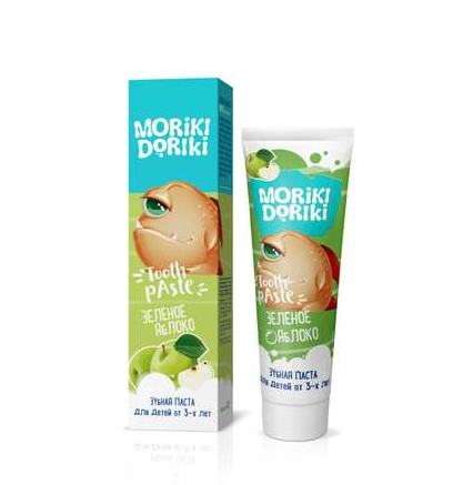 зубная паста детская moriki doriki mimzu зеленое яблоко 65г
