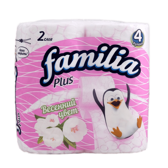 туалетная бумага familia plus весенний цвет 2 слоя 4 рулона
