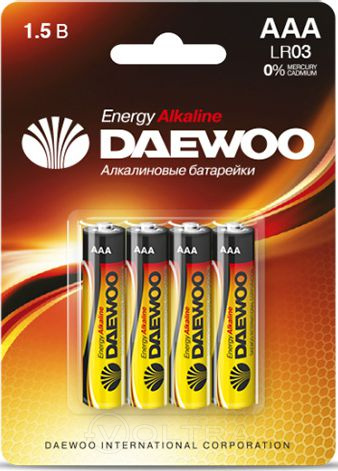 батарейки daewoo energy lro3 ааа (4шт в блистере)