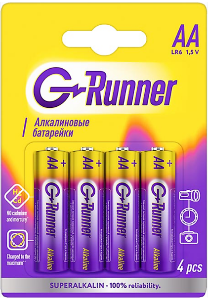 батарейки алкалиновые g-runner-aa lr6/2pcs