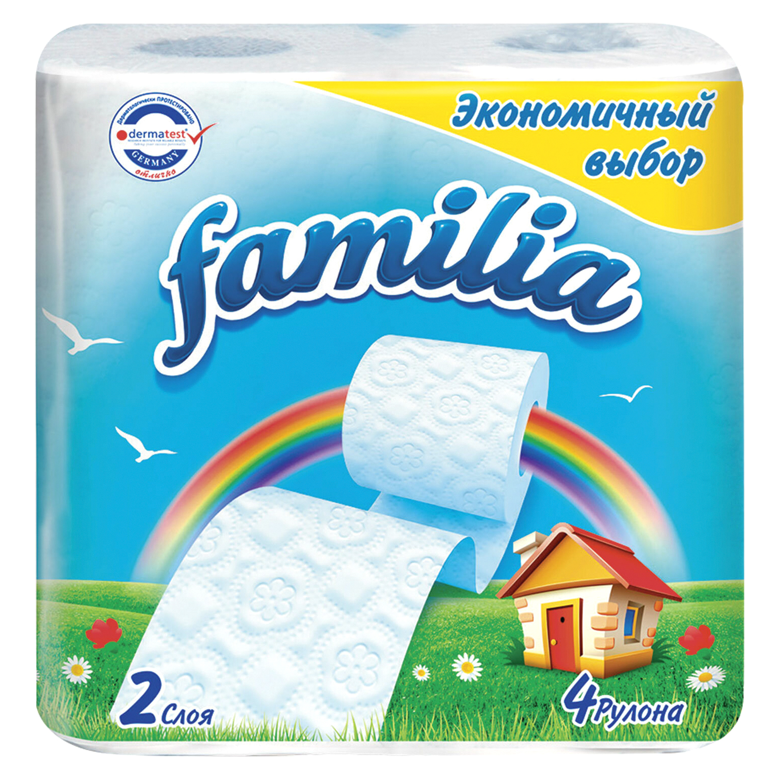 туалетная бумага familia 2 слоя 4 рулона радуга