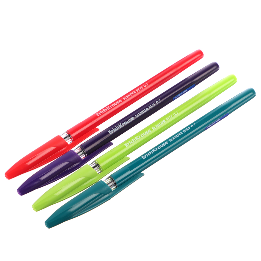 ручка шариковая erich krause слендер стик рифсиняя 0.7 цветн.корпус