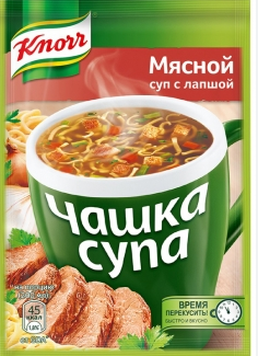 чашка супа мясной суп с лапшой knorr 14г