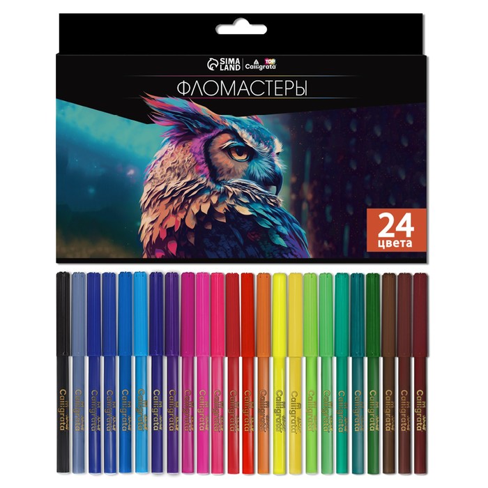 фломастеры в картонной коробке top calligrata 24 цветов