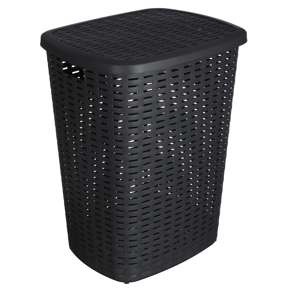 корзина для белья с откидной крышкой 43х35х53см пластик графит 50л