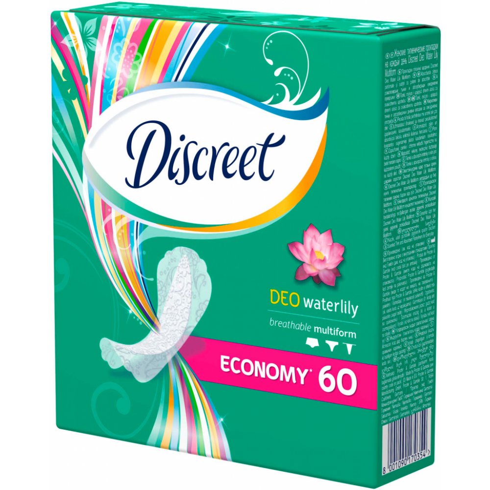 ежедневные гигиенические прокладки discreet, 60шт deo water lily multiform trio препкор