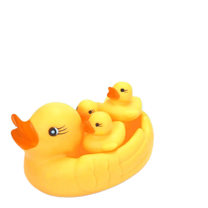 набор резиновых игрушек для ванны мыльница уточки 10,5см с пищалкой 4шт крошка я