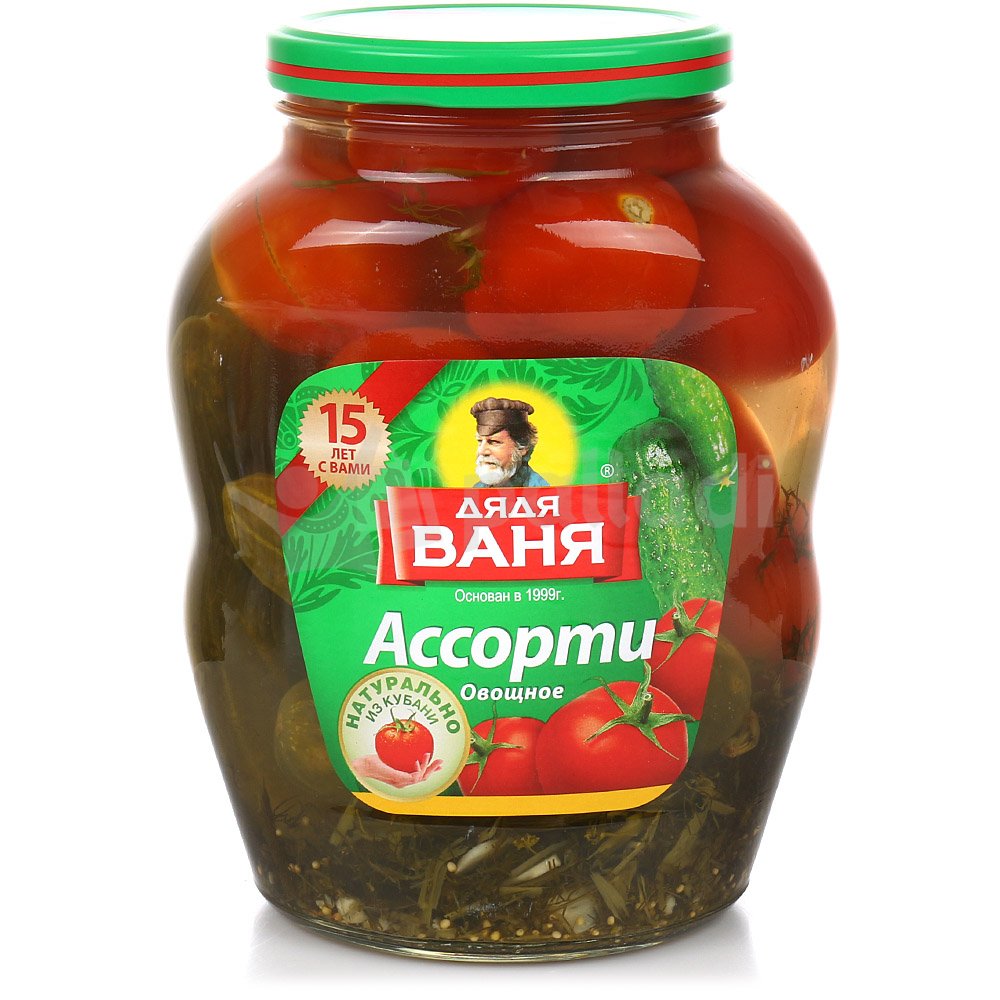 ассорти овощное помидоры и огурцы дядя ваня 1800г
