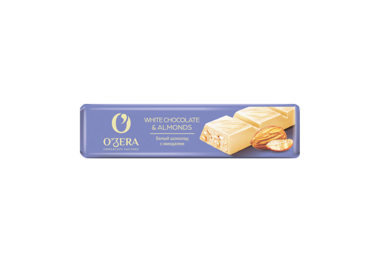шоколад белый ozera white almonds 45г