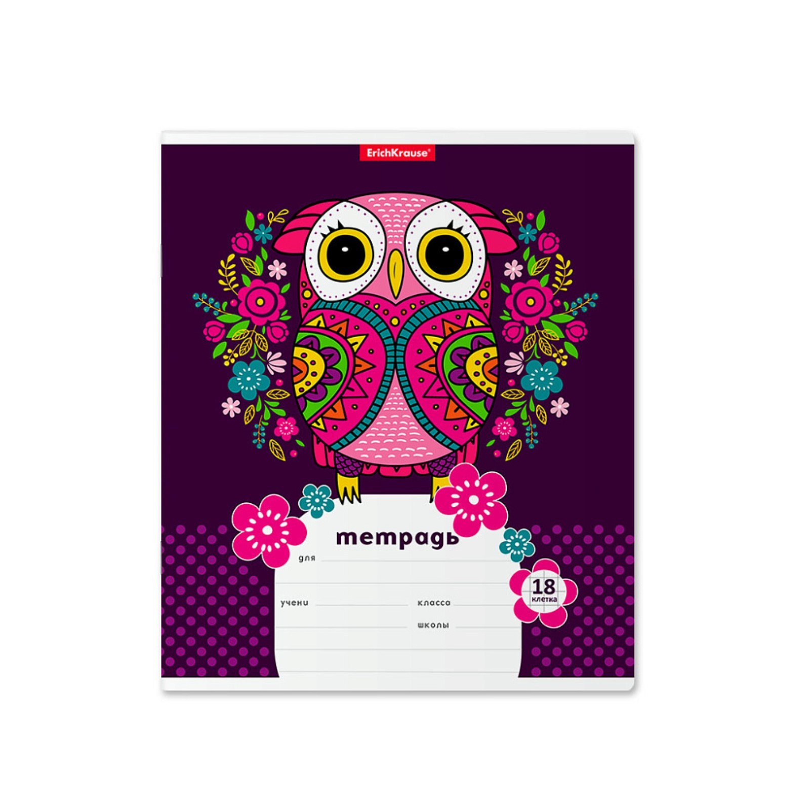 тетрадь в кл erichkrause flower owl 18л