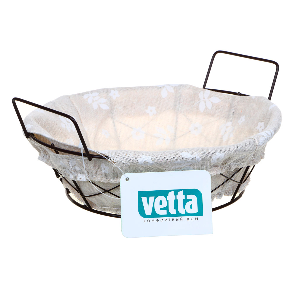 vetta корзина для мелочей "селеста", круглая, 21х21х7см, металл, лён, полиэстер, 2 дизайна