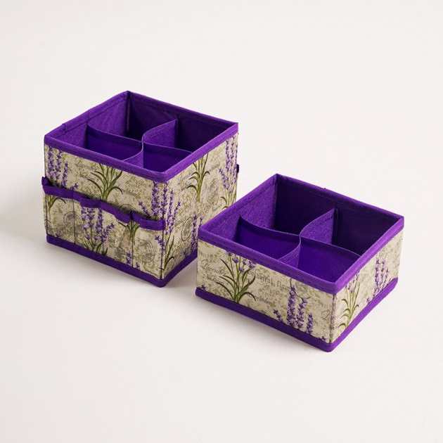 органайзер для косметики, лаванда, набор 2 шт. 15x15x12 ткань