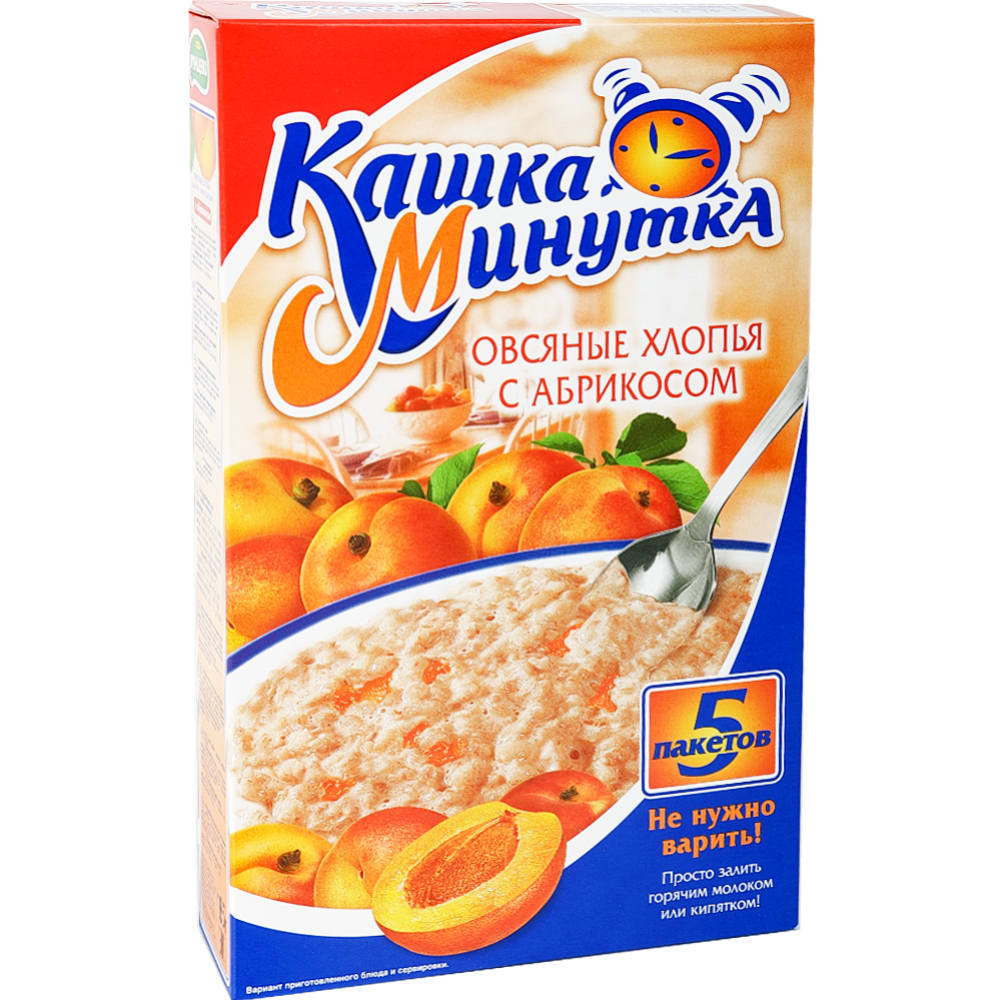 каша со вкусом абрикоса коробка кашка минутка 185г/16шт