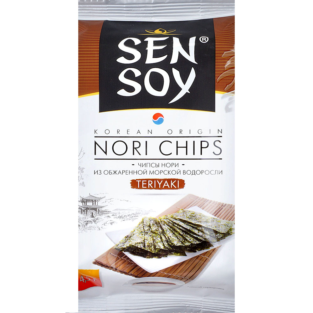 чипсы sen-soy нори из морской капусты teriyaki 4,5г
