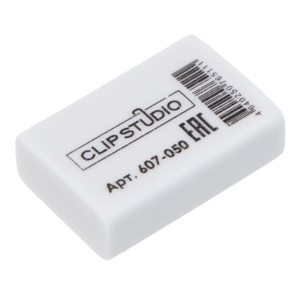 ластик clipstudio 2,6х1,8х0,8см прямоугольный белый