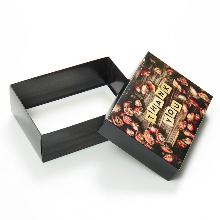 коробка подарочная крышка-дно сборная thank you 21х15х7см