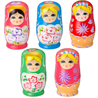 матрешка 5шт., дерево, 11,5х5,5см, 5 дизайнов