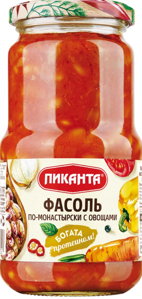 фасоль по-монастырски с овощами пиканта 470г