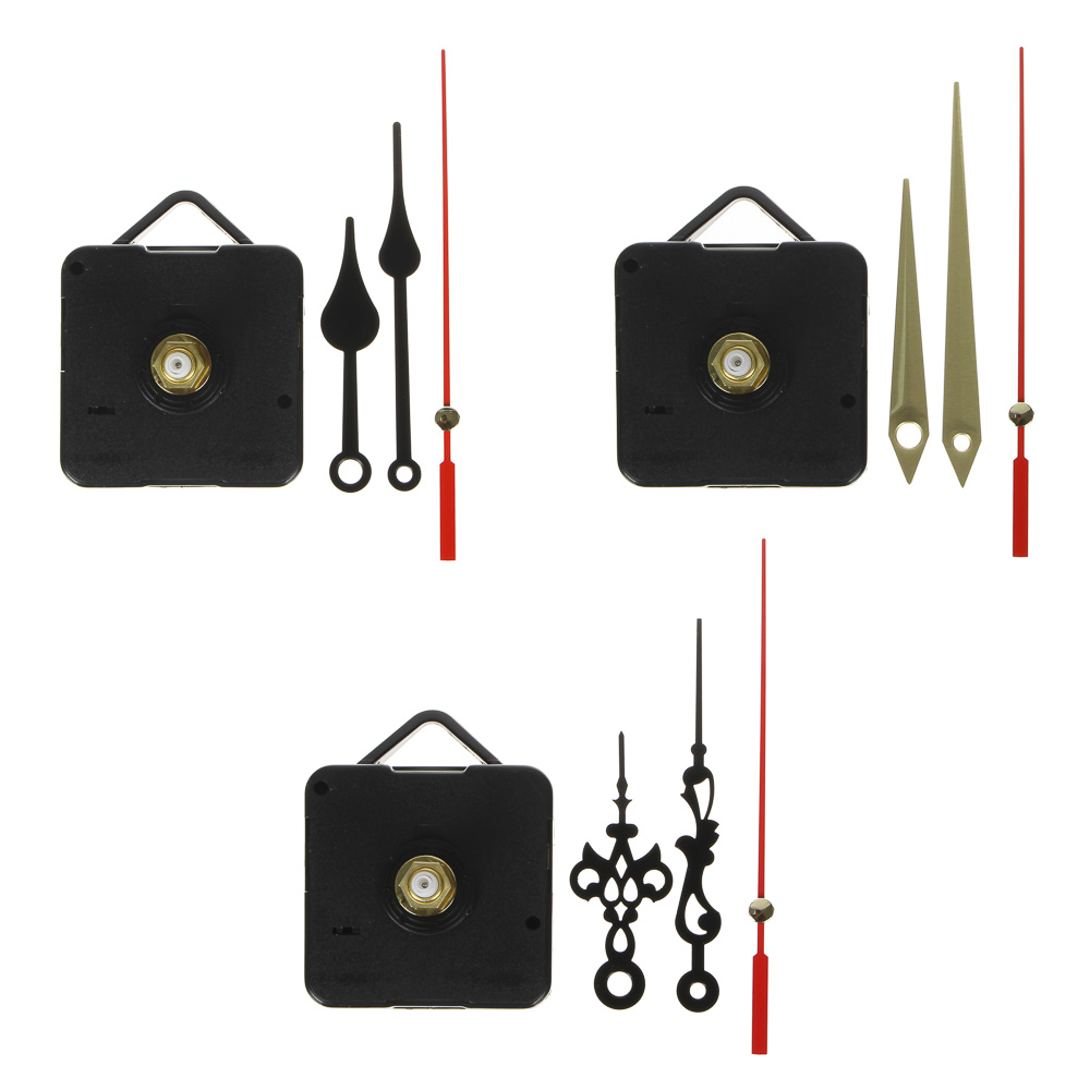 механизм часовой с плавным ходом, 10-12 см, пластик, металл, 3 вида, арт 1