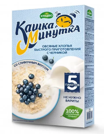 каша со вкусом черники со сливочным вкусом кашка минутка 215г