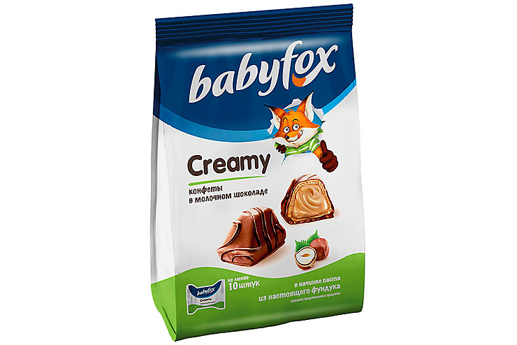 конфеты вафельные baby fox creamy choco 100г