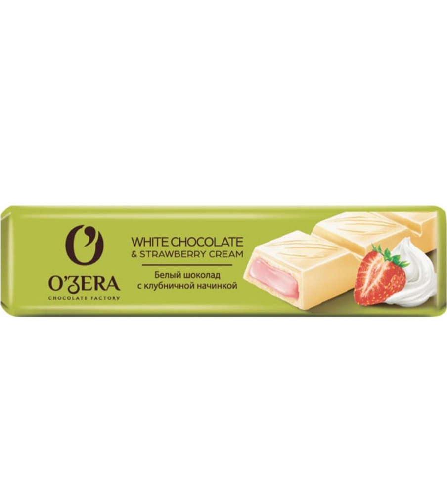 o'zera, шоколадный батончик white & strawberry cream,  50 г