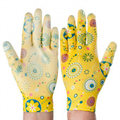 перчатки садовые с нитриловым полуобливом inbloom, полиэстер, 9 размер, 23см, 31гр, цветные
