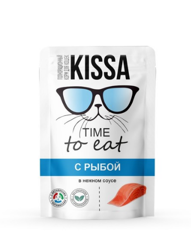 влажный корм kissa для кошек рыба в соусе, 75г