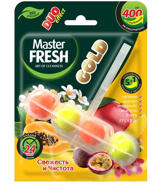 подвесной блок для унитаза тропик master fresh gold duo effect 5в1 1шт