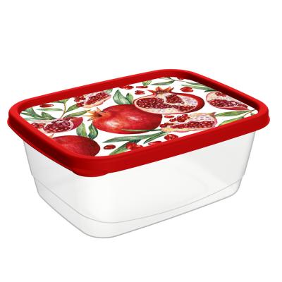 контейнер для продуктов прямоугольный 0,5л, декор гранат, пластик