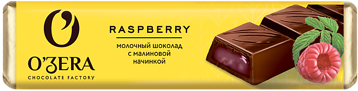 шоколад молочный o`zera с желейной малиновой начинкой 50г