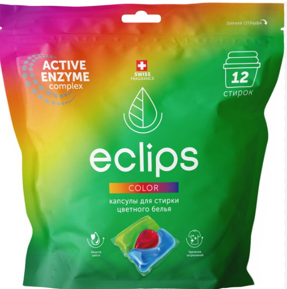 капсулы д/стирки color eclips 12шт