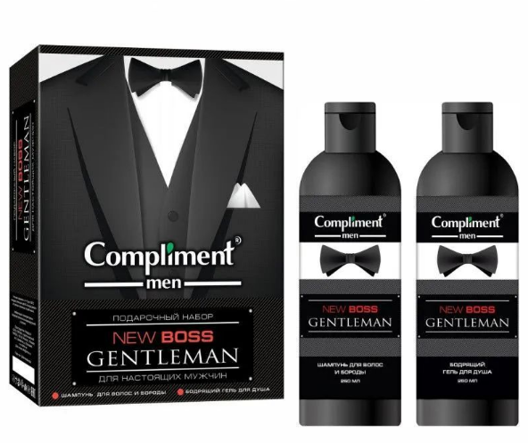  подарочный набор gentleman compliment men new boss шампунь для волос 250мл + гель д/д 250мл