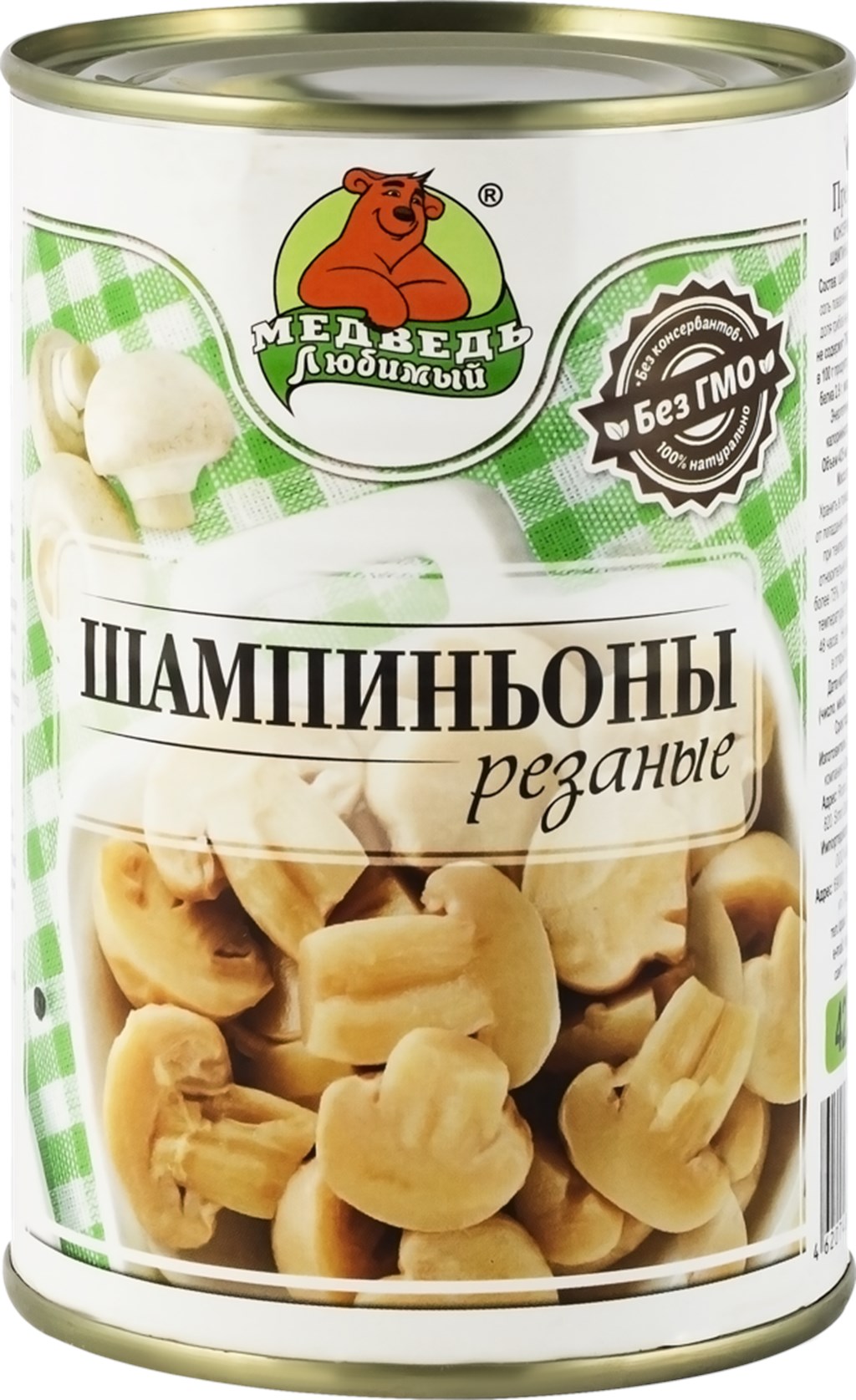 шампиньоны "медведь любимый" 425 мл. резаные 