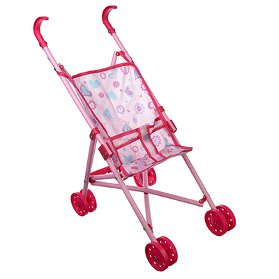 коляска для кукол прогулочная розовая игроленд пластик, текстиль, 47,5х20х37см, 200058993