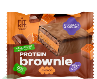 десерт брауни в глазури шоколад-карамель fit kit 0,05кг